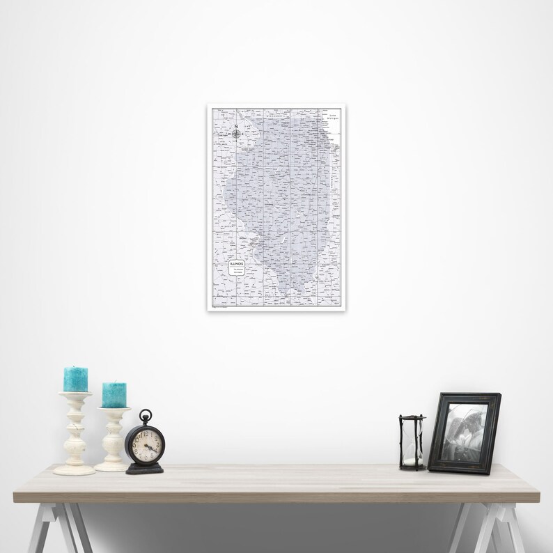 Push Pin Illinois Map Pin Board Light Gray Color Splash