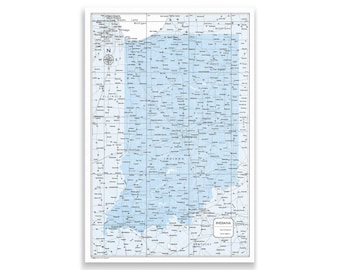 Push Pin Indiana Map (Pin Board) - Light Blue Color Splash