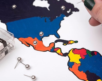 Paintable Coloring World Map - Romantic Date Night Idea - Gift for Couples - Date Night Kit - Gift for Artist - DIY World Map