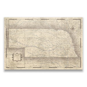 Nebraska Travel Push Pin State Map - Rustic Vintage Cork Pin Board Canvas (Rustic Vintage Style)