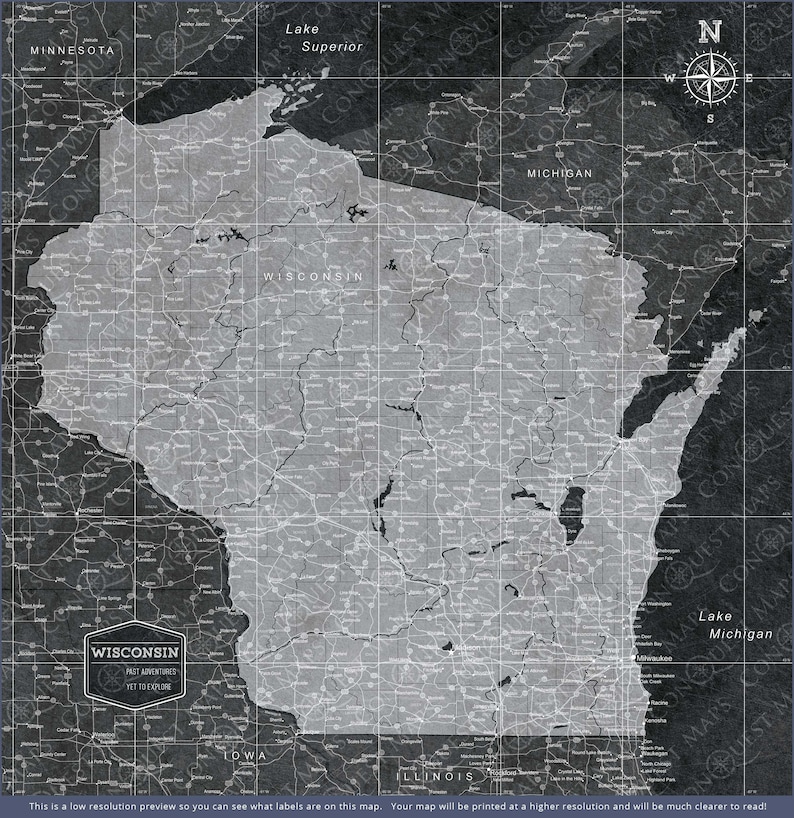 Wisconsin Map Pin Wisconsin Travel Push Pin State Map - Modern Cork Pin Board Canvas ...