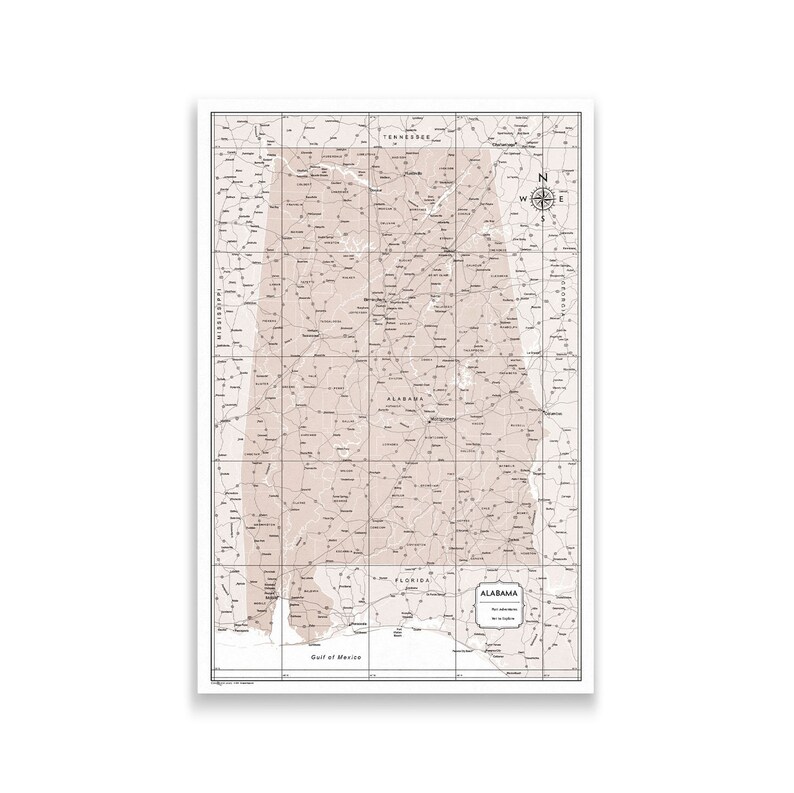Pin Board Push Pin Alabama Map Light Brown Color Splash
