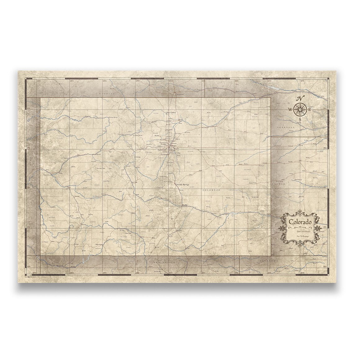 Colorado Map Poster Rustic Vintage Style Travel Map Etsy
