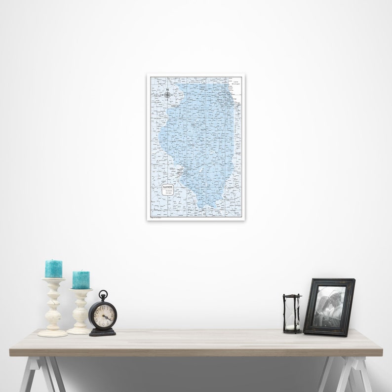 Pin Board Light Blue Color Splash Push Pin Illinois Map