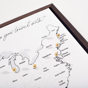 Push Pin Mini USA Travel Map - States Labeled - Personalizable Cork Pin Board Canvas Gift