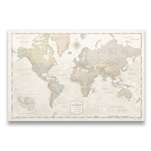 Personalizable World Travel Map Poster - Desert Sunrise Style