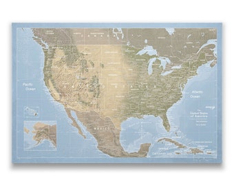 Push Pin USA Travel Map - Natural Earth