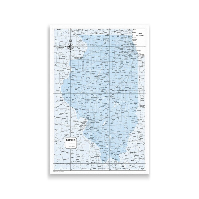 Pin Board Light Blue Color Splash Push Pin Illinois Map