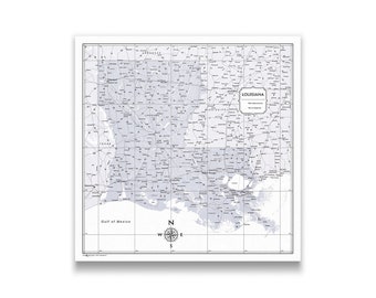 Push Pin Louisiana Map (Pin Board) - Light Gray Color Splash
