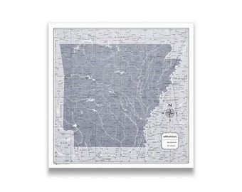 Push Pin Arkansas Map (Pin Board) - Dark Gray Color Splash