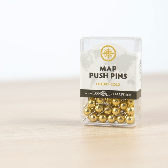 Map Push Pins: Luxury Gold - Metallic Finish