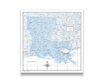 Louisiana Map Poster - Light Blue Color Splash