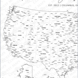 May include: A black and white map of the United States with all 50 states labeled. The map is titled "Ross & Lendeigh's" with the text "EST. 2012 | COLUMBUS, OH" below the title. The map is a low-resolution preview and will be printed at a higher resolution.