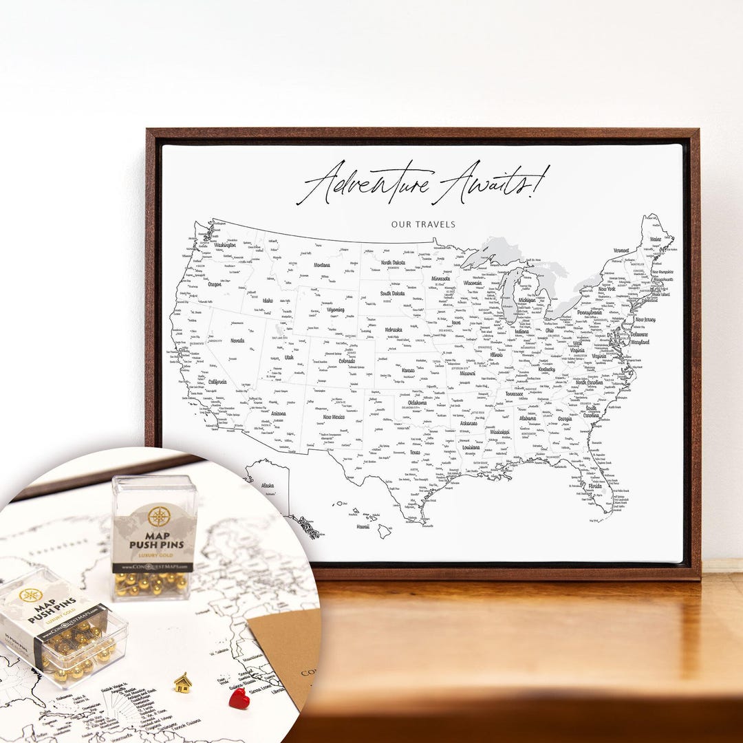 Push Pin Mini USA Travel Map Christmas Holiday Gift Bundle Ships Next ...