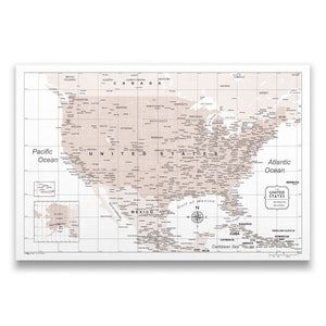 Push Pin USA Map (Pin Board) - Light Brown Color Splash