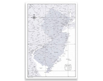 Push Pin New Jersey Map (Pin Board) - Light Gray Color Splash