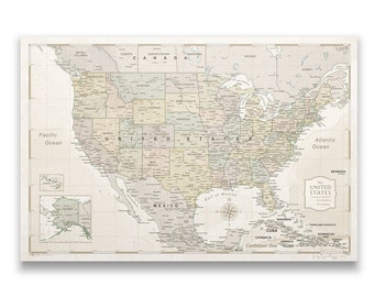 Personalizable USA Travel Map Poster - Desert Sunrise Style