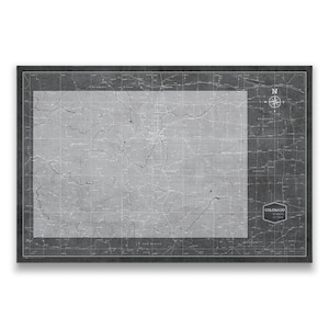 Colorado Travel Push Pin State Map - Modern Cork Push Pin Canvas (Modern Slate Style)