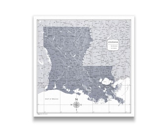 Louisiana Map Poster - Dark Gray Color Splash