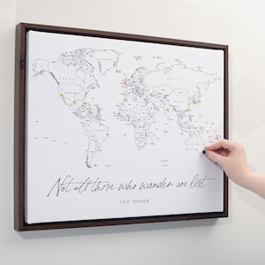 Push Pin Mini World Travel Map - Countries Labeled - Personalizable Cork Pin Board Canvas Gift