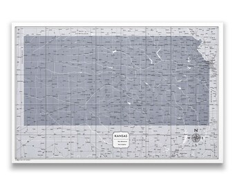 Push Pin Kansas Map (Pin Board) - Dark Gray Color Splash