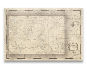 Wyoming Map Poster - Rustic Vintage Style Travel Map