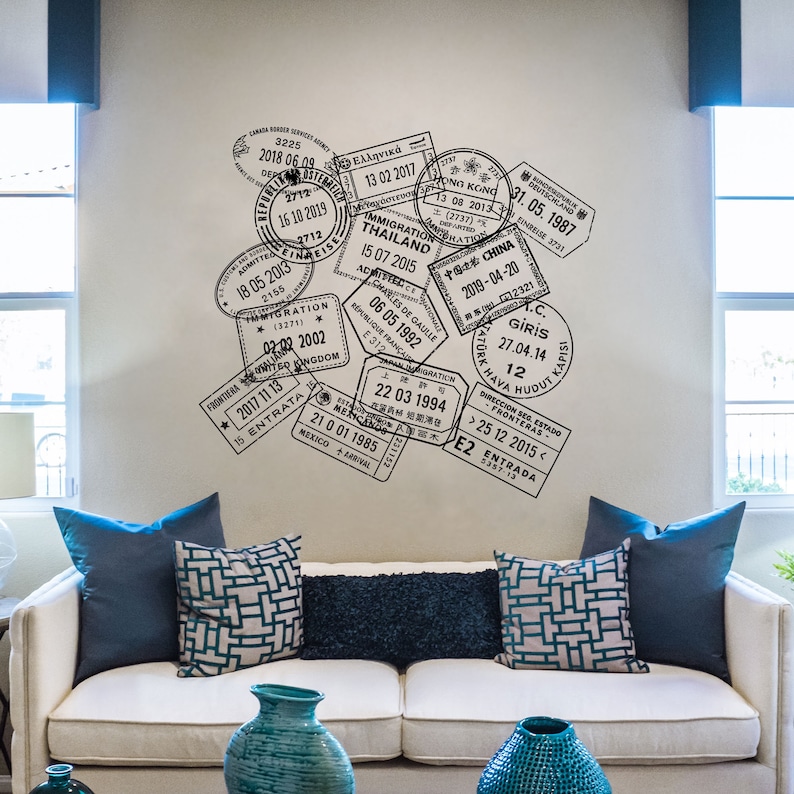 Passport Stamp Wall Decals Small