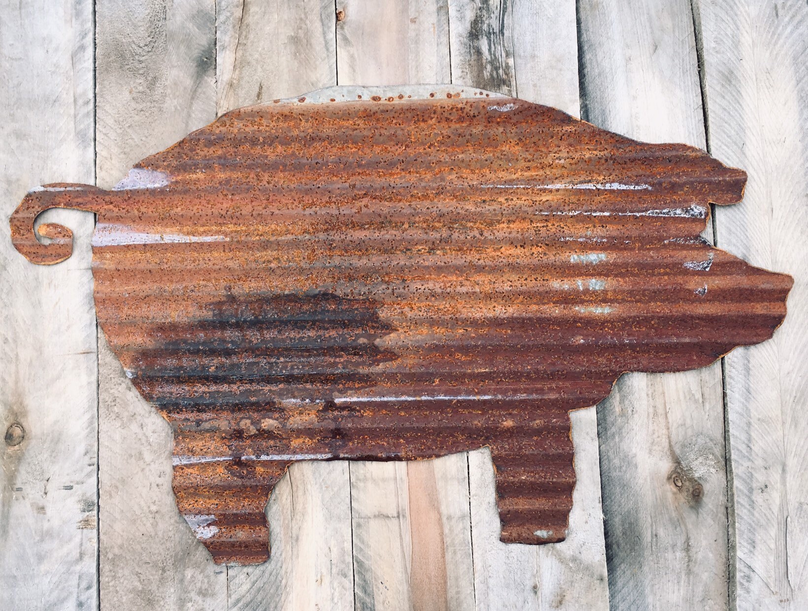 Corrugated Small Tin Pig Etsy