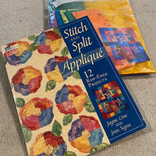 Star Block Pattern Applique Quilt Magical Rainbow Batik Fabric Kit, Sewing Patterns Book Included.