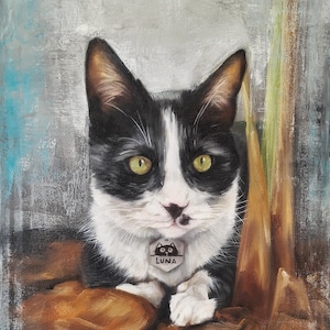Peinture à l'huile personnalisée de VOTRE chat, peinture à l'huile de chat personnalisée, huile pour portrait d'animal de compagnie 30 x 40 cm