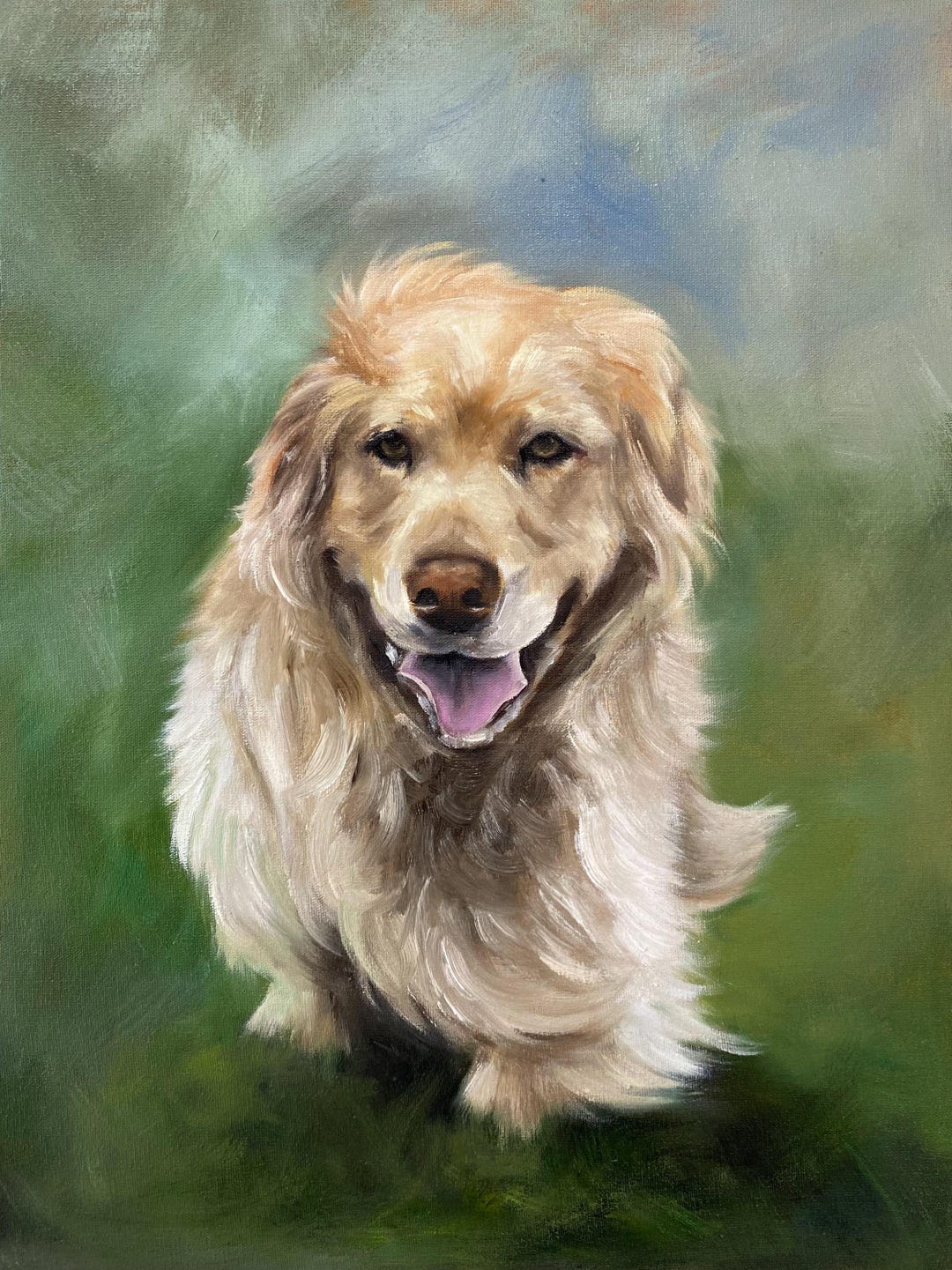 Custom Dog Oil Painting: Hand-painted Pet Portrait on Canvas (12x16 In ...