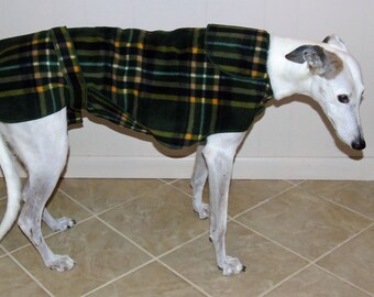 Greyhound Winter Coat, Green Gold Plaid, W14, SIZE Medium