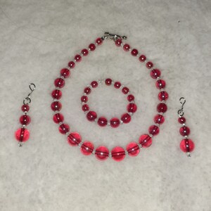 Red Doll Necklace, Bracelet and earrings*** set to fit American Girl Dolls or any 18inch similar sized doll