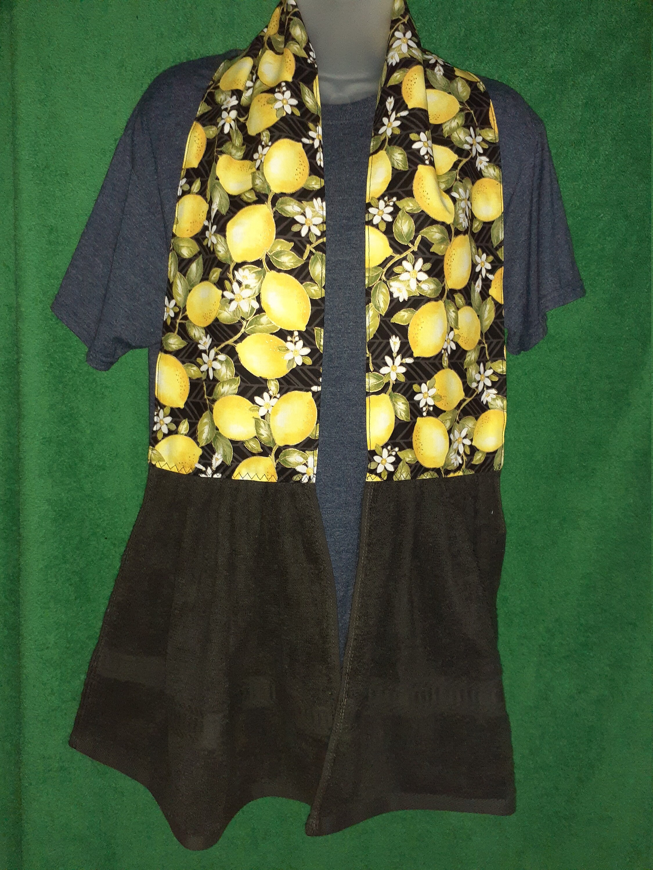 Toalla negra con tela temática de limón cocina Toalla bufanda | Etsy