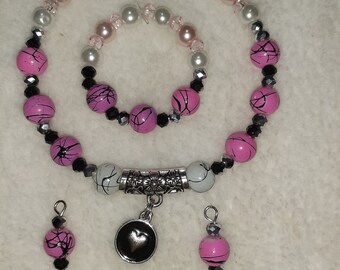 Heart Doll Necklace, Bracelet and earrings*** set to fit American Girl Dolls or any 18inch similar sized doll