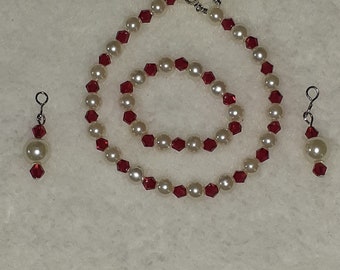 Collar, pulsera y aretes de muñeca de cristal y perlas*** para adaptarse a American Girl Dolls o cualquier muñeca de tamaño similar de 18 pulgadas