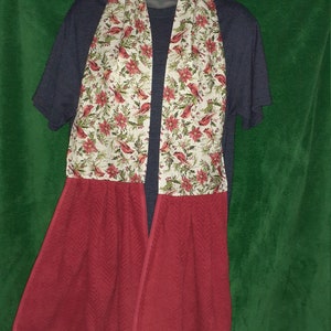 Red towel with Christmas Cardinals themed fabric kitchen Towel, kitchen scarf