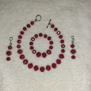 Cranberry crystal Doll Necklace, Bracelet and earring set to fit American Girl Dolls or any 18inch similar sized doll