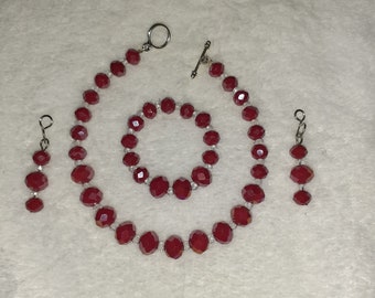 Collar de muñeca de cristal de arándano, pulsera y arete para adaptarse a American Girl Dolls o cualquier muñeca de tamaño similar de 18 pulgadas