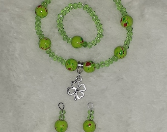 St. Patrick's Day Doll Necklace, Bracelet and earring set to fit American Girl Dolls or any 18inch similar sized doll