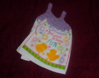 Crocheted Easter Kitchen Tea Towels (matching pair)