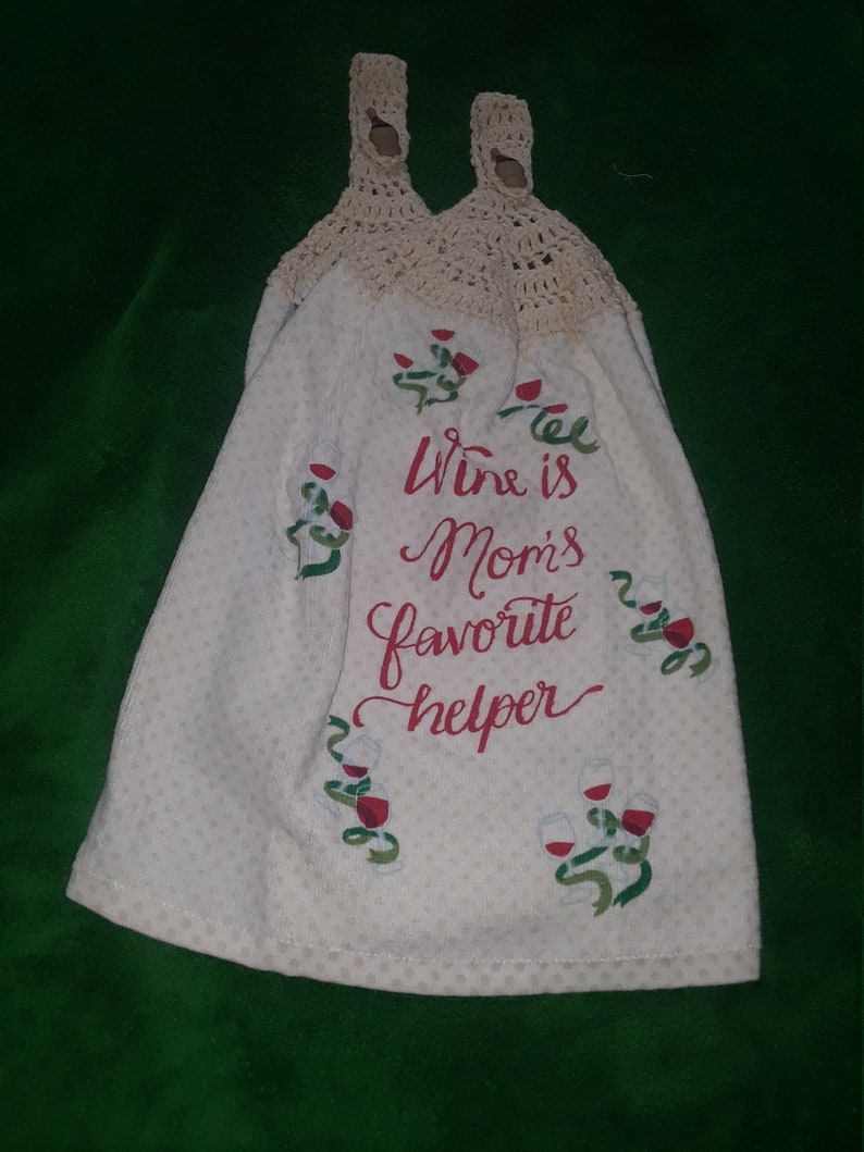 Wine Themed Crocheted Kitchen Tea Towel Set Matching Pair