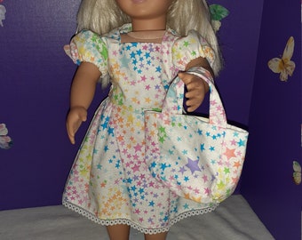 Beautiful White With Stars Sparkle Dress to fit American Girl Doll or any 18 inch doll