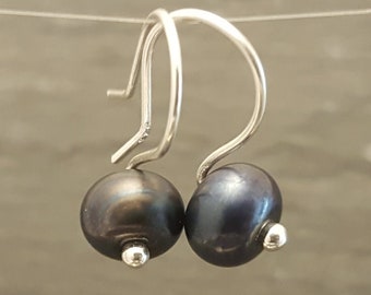 Little Glass Drop Earrings, handmade with Sterling silver