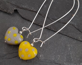 Polka Dotty Heart Earrings 2021 Limited Edition - Grey and Yellow