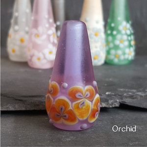 Light Pull Floral, Flowery Light Pull, Lampwork Light Pull, Glass Light Pull, Flora Collection Orchid - Purple