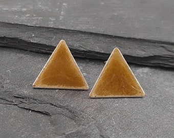 Colourful Triangle Stud Earrings in Sterling Silver with Vitreous Enamel