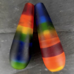 Rainbow Light Pull in handmade lampwork glass, roygbiv gradient fan pull, cord pull image 4