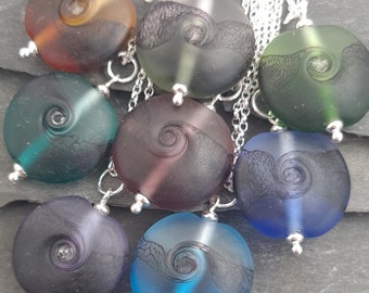 Gradient Lace Swirl Pendant, lampwork glass and sterling silver necklace