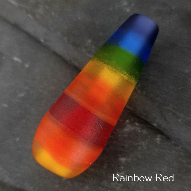 Rainbow Light Pull in handmade lampwork glass, roygbiv gradient fan pull, cord pull image 8
